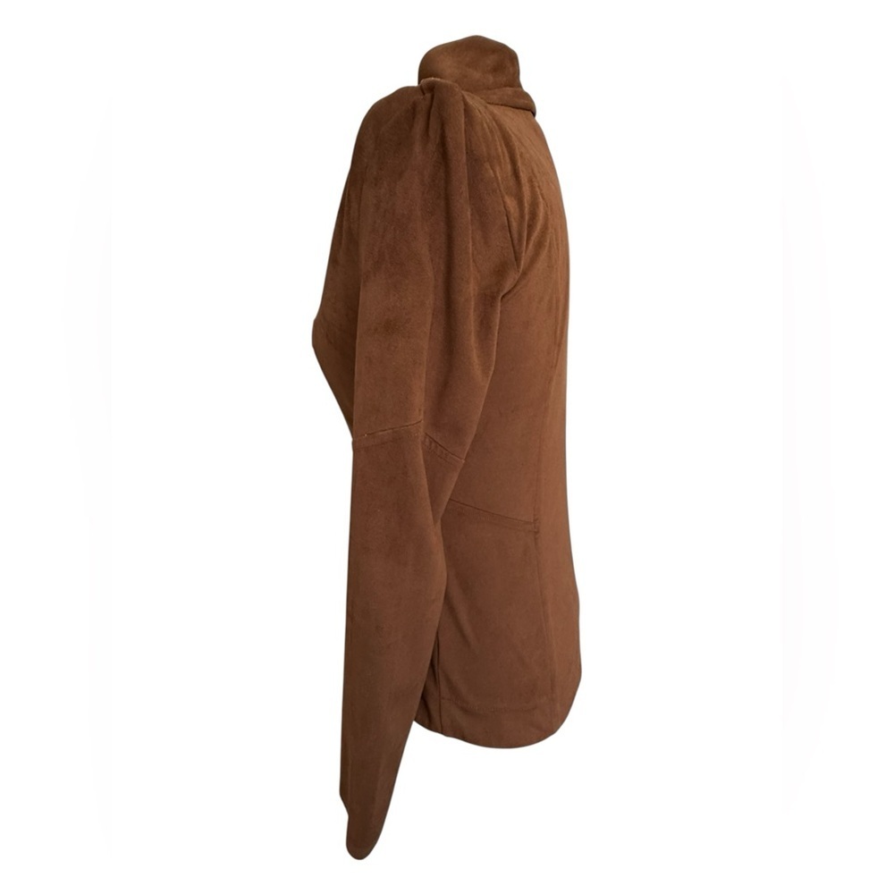 Jessica Simpson Fiona Faux Suede Moto Jacket XS Cognac Brown Asymmetrical Zip - Picture 4 of 10